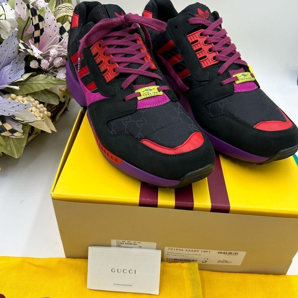 Men’s Gucci X Adidas ZX 8000 GG monogram sneakers size 13 made in Italy - Picture 3 of 11